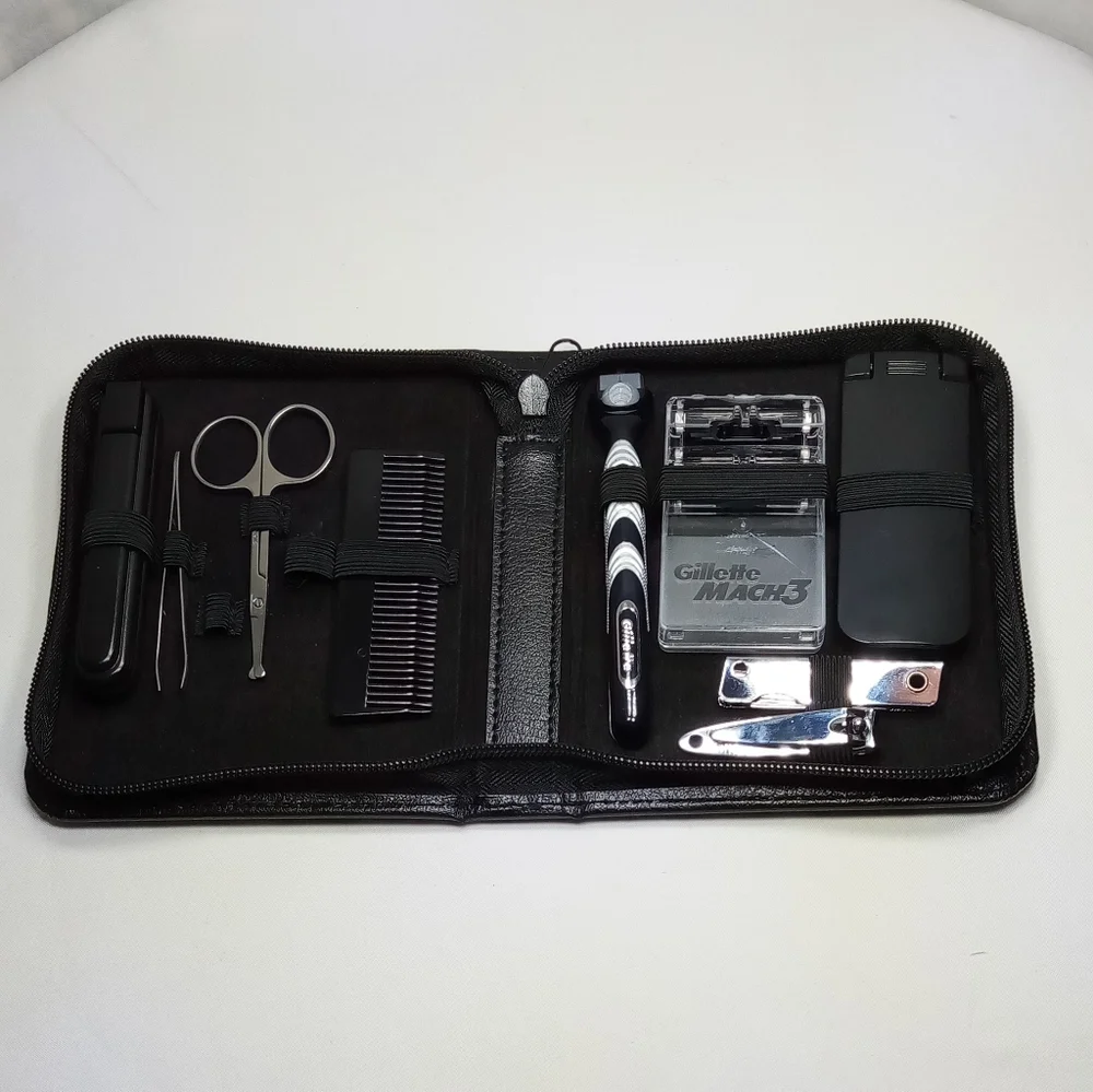 Gillette Grooming Toiletry Travel Kit With Leather Case